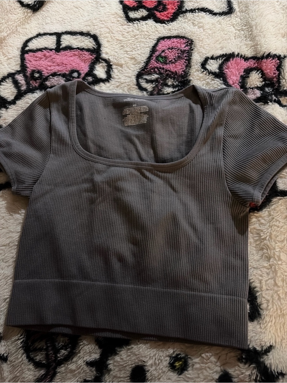 wild fable Ribbed Scoop Crop Top - Gray